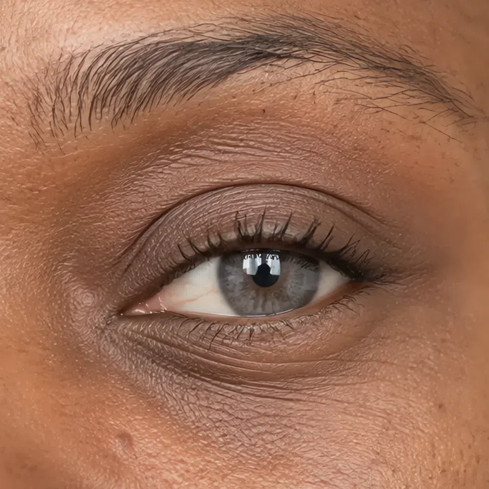 Light Summer daytime eye makeup on a deep complexion