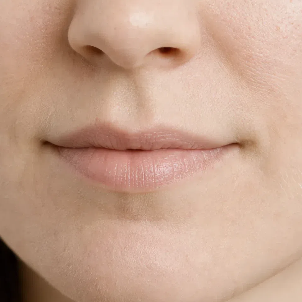 Light Summer daytime lip makeup on a light complexion