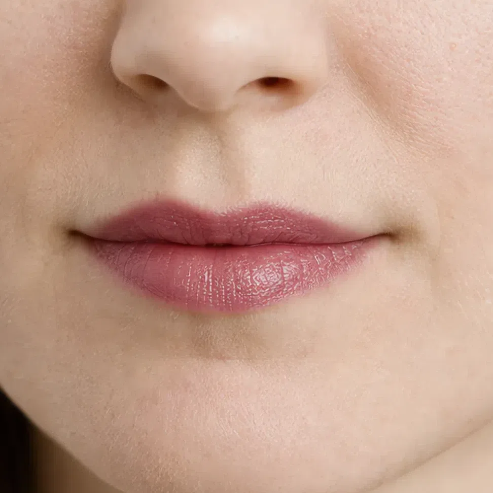 Light Summer evening lip makeup on a light complexion