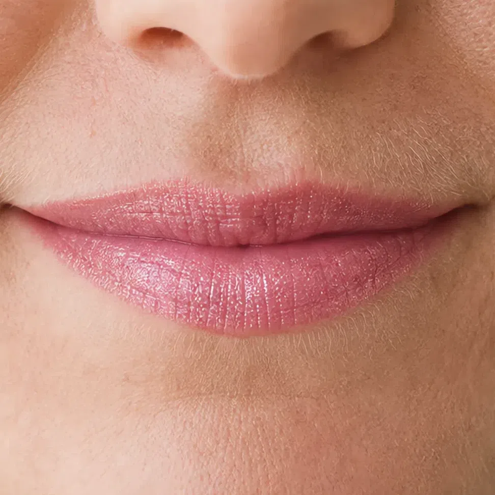 The same lipstick in a shimmer finish with fine reflective particles