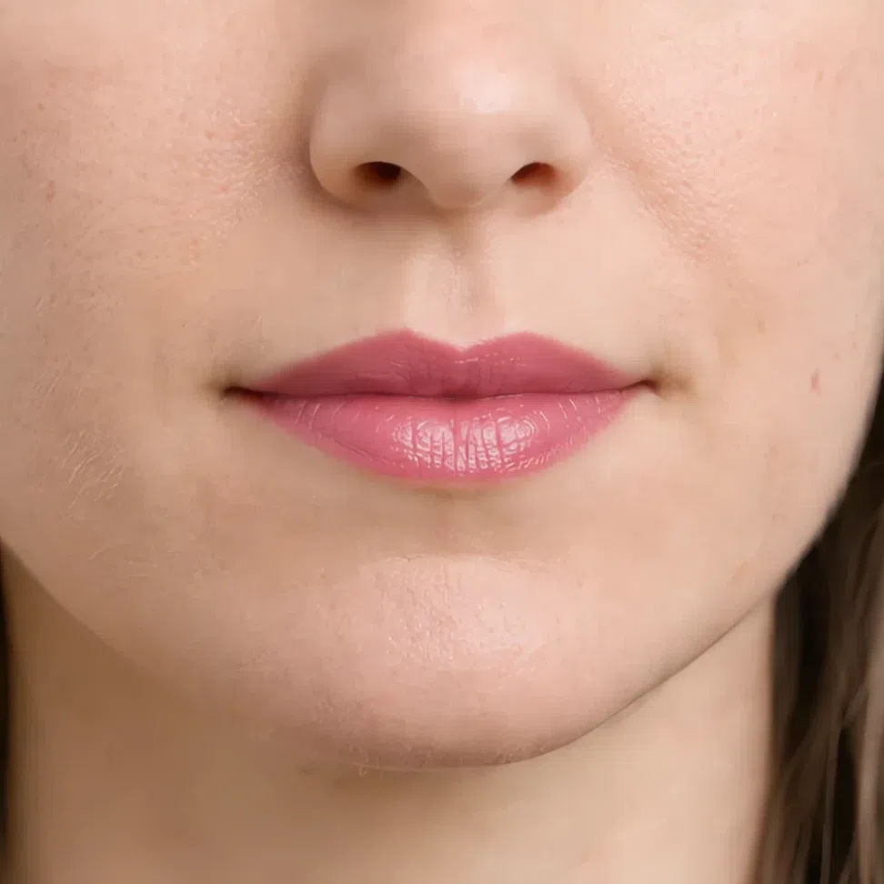 Cool raspberry lipstick in a satin finish