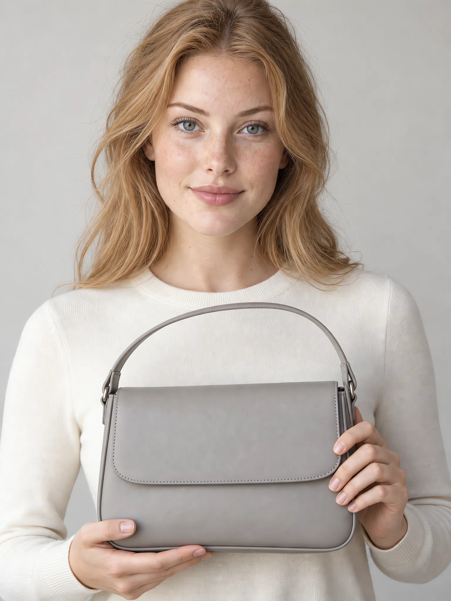 Structured bag recolored through Light Spring accents against a neutral knit