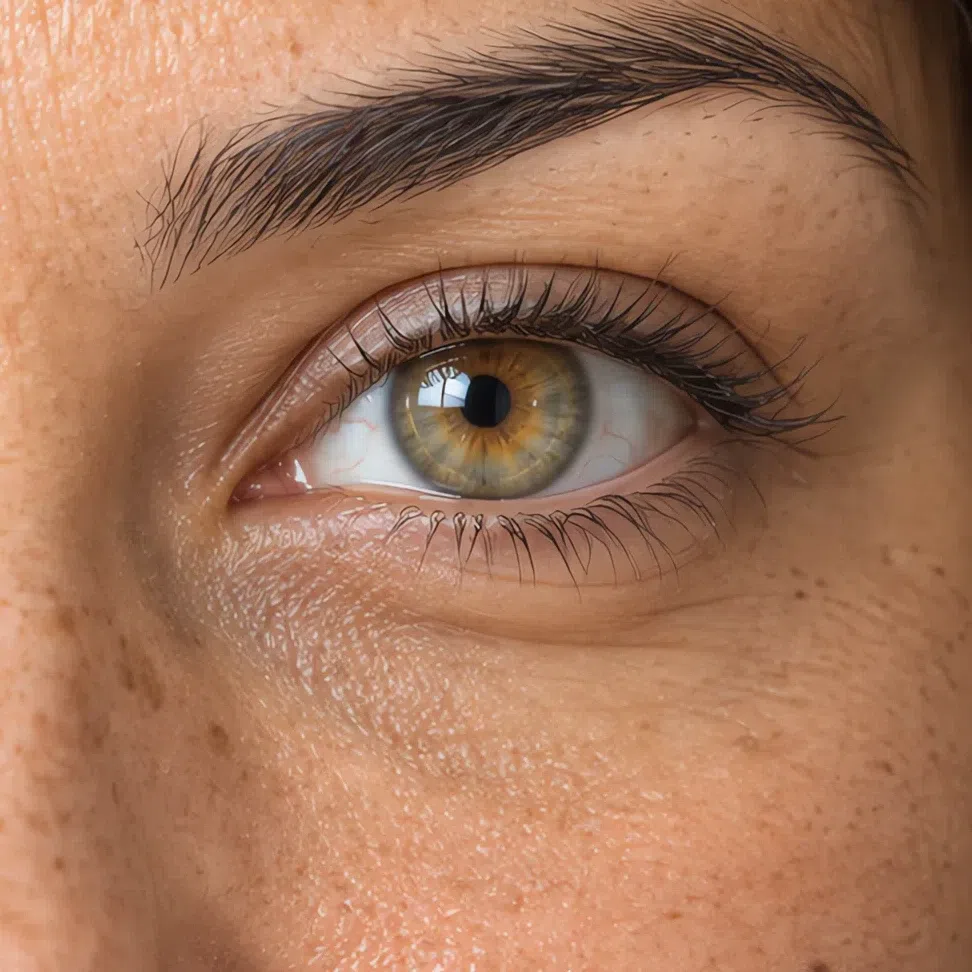 Light leaf-green Light Spring eye with gold sparks at the pupil