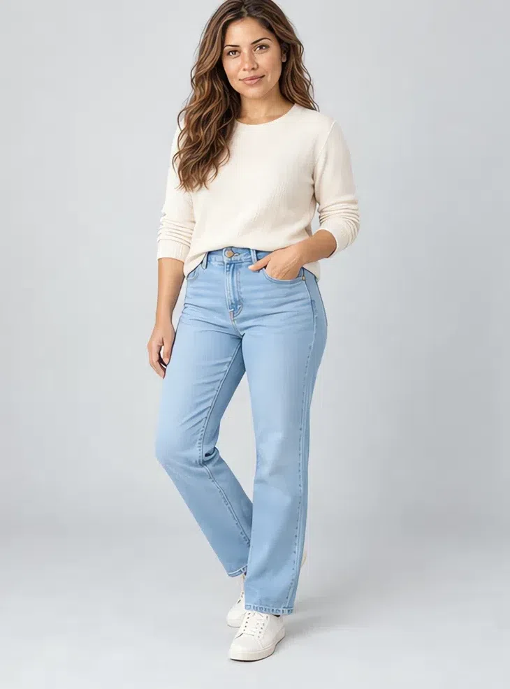Pale denim jeans, Light Spring capsule wardrobe, Medium complexion
