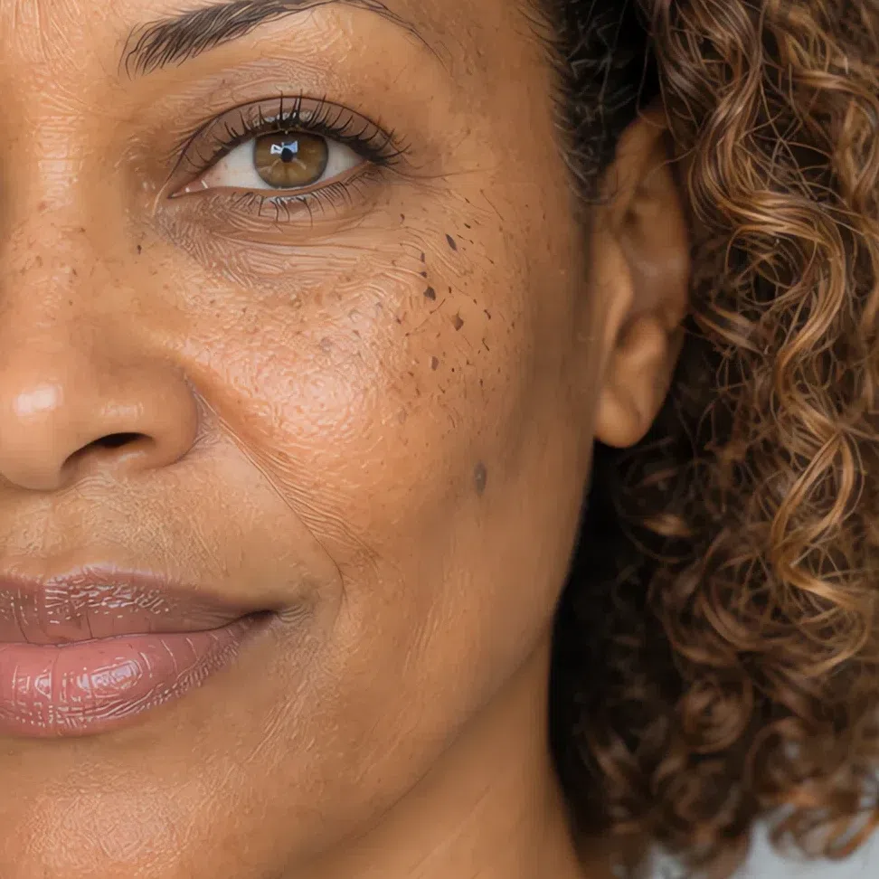 Golden foundation matched to a deep Light Spring complexion
