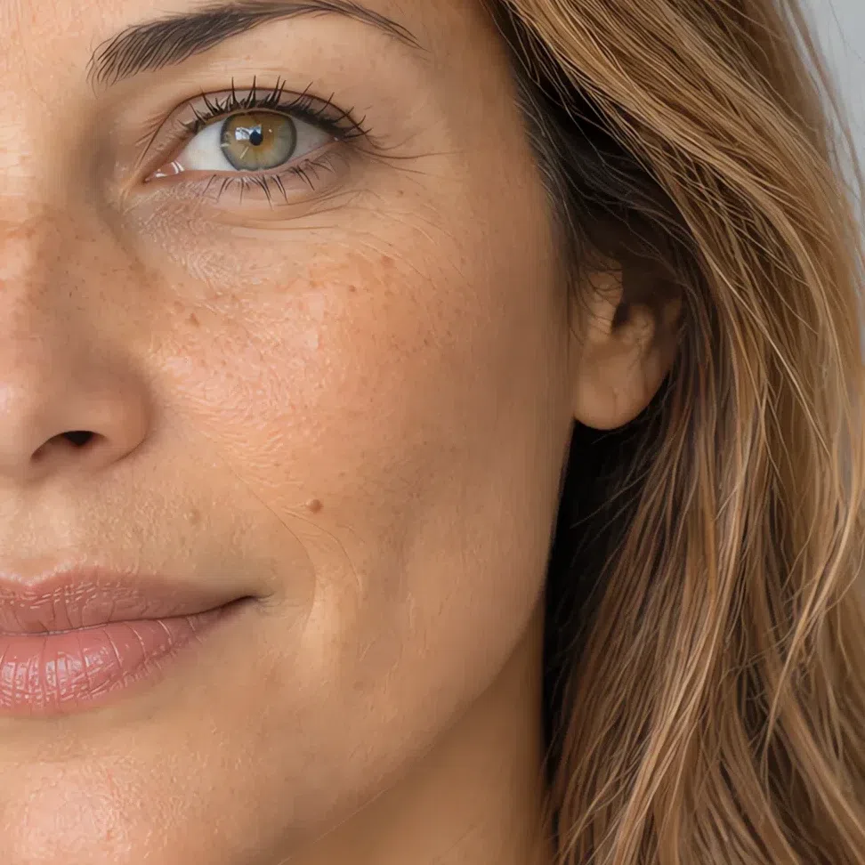 Golden-undertone foundation matched to a light olive Light Spring complexion