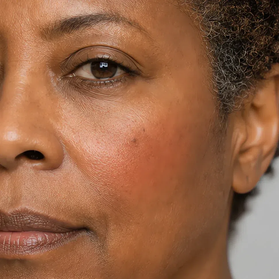 Clay blush on deep warm brown skin, Soft Autumn