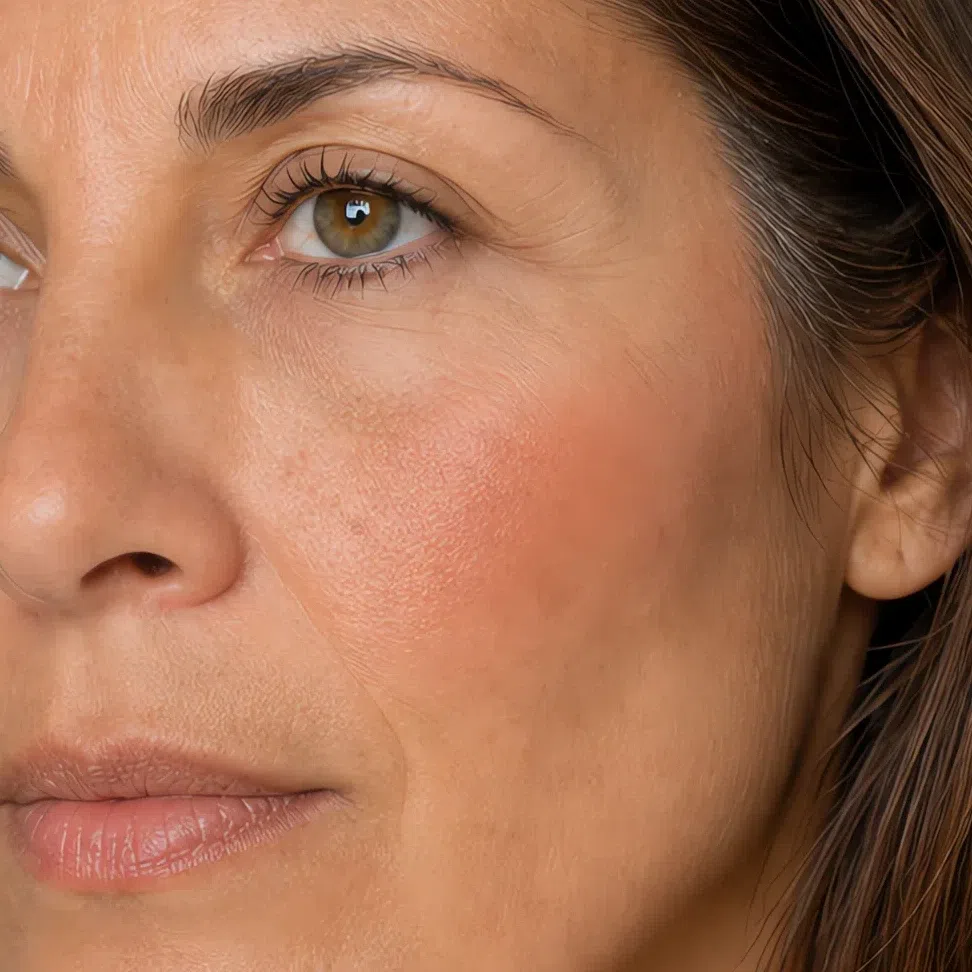 Melon blush on light olive skin, Soft Autumn