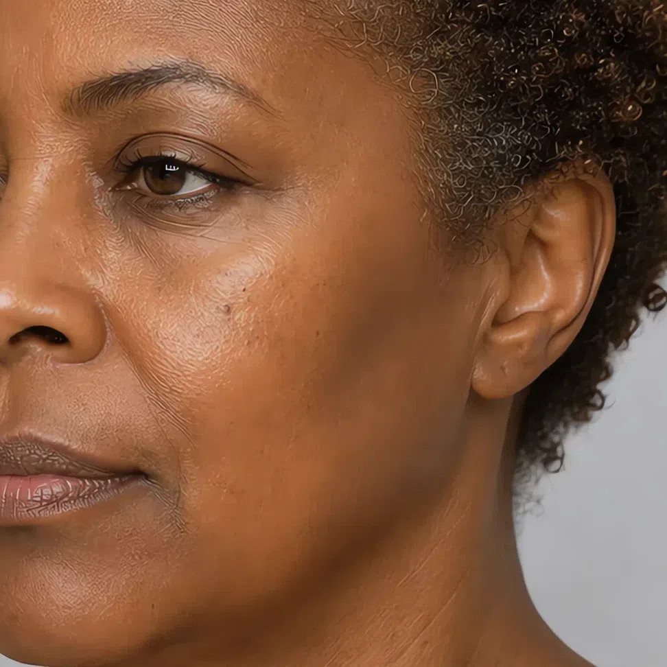 Golden-brown bronzer pitched for deep warm brown skin, Soft Autumn