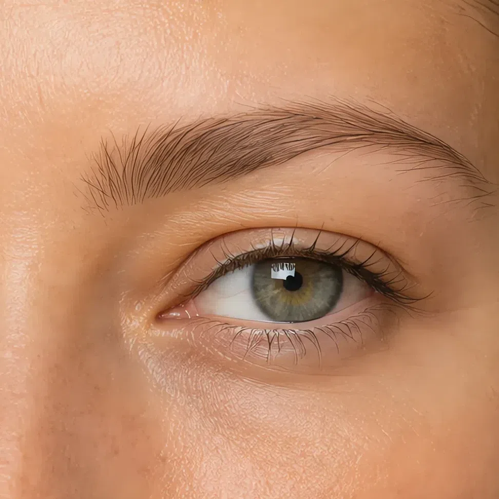 Tawny brow shade on fair ivory-beige skin, Soft Autumn