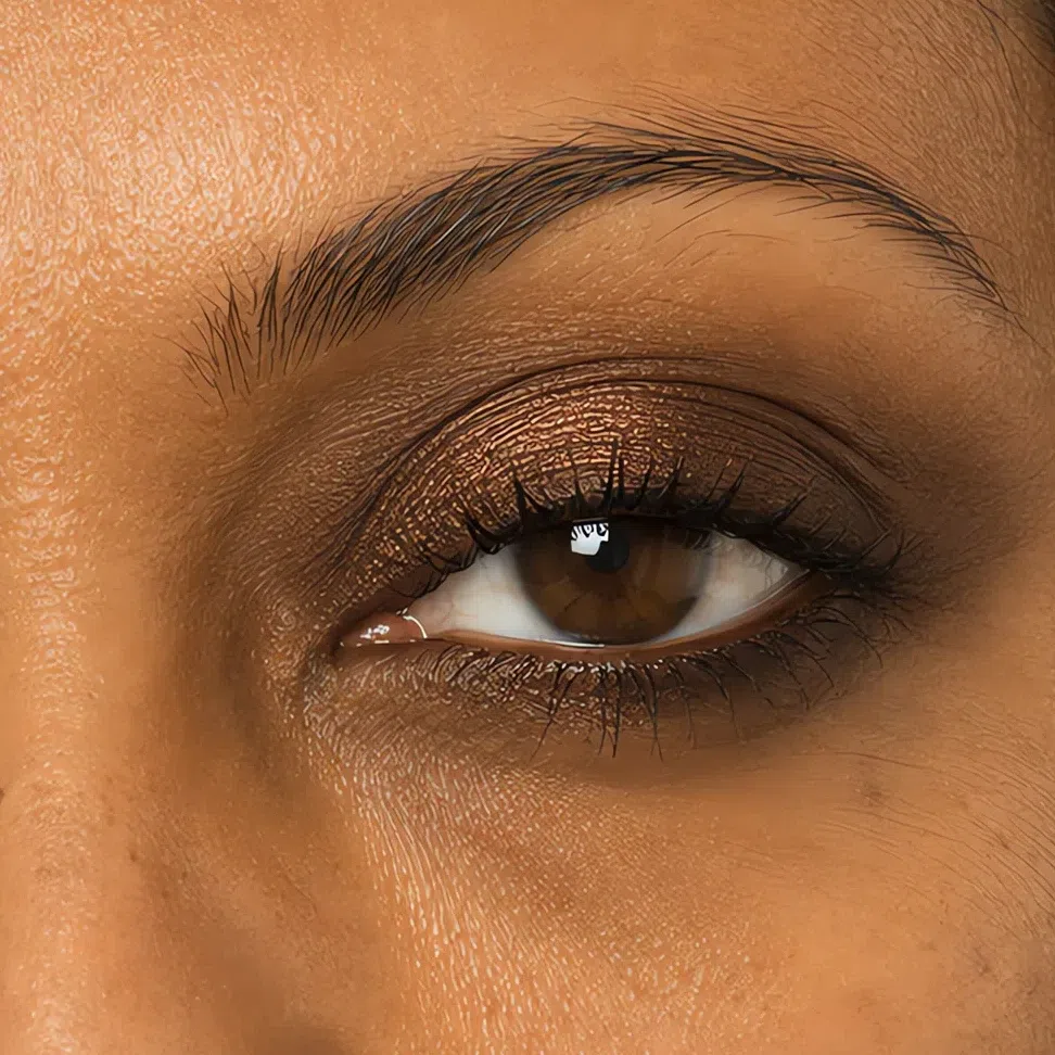 Soft Autumn evening eye makeup on a deep complexion