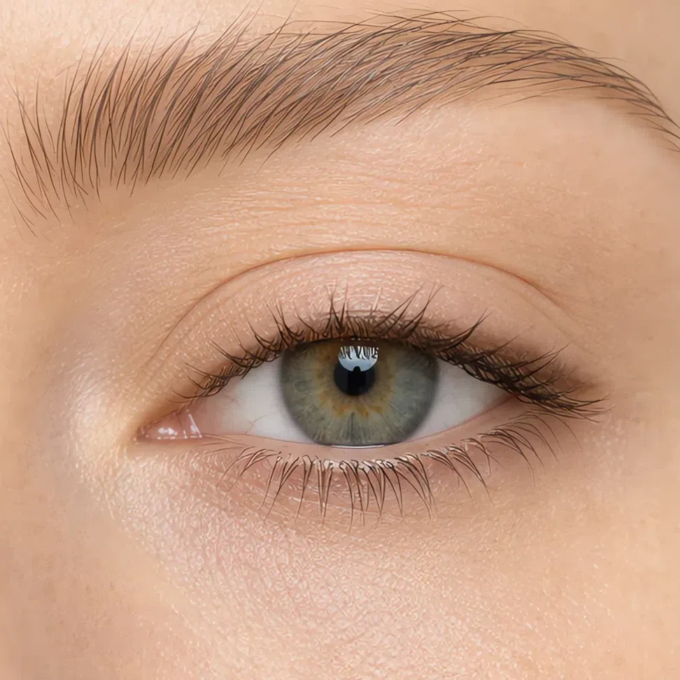 Soft Autumn daytime eye makeup on a fair complexion