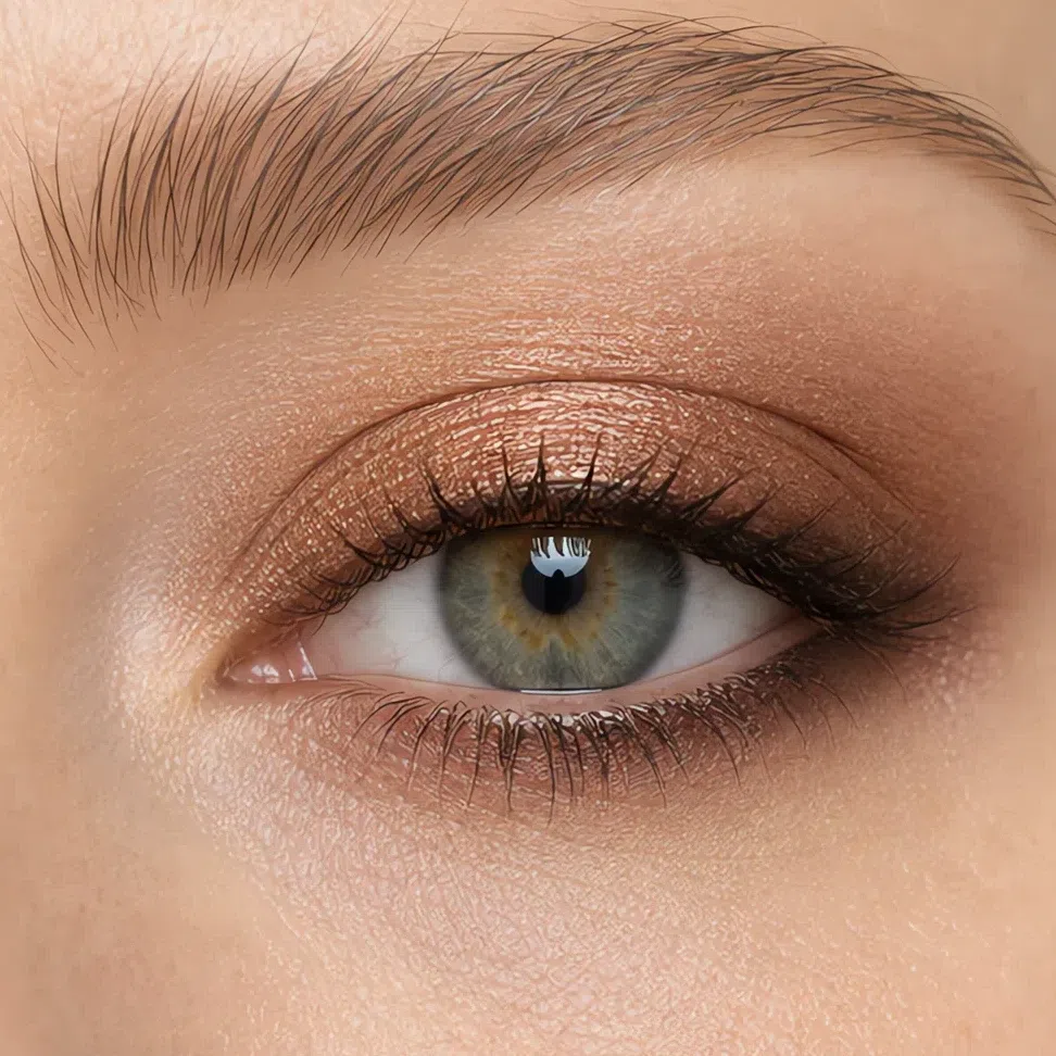 Soft Autumn evening eye makeup on a fair complexion