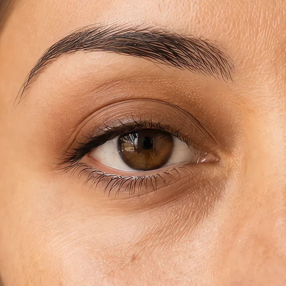 Soft Autumn daytime eye makeup on a medium complexion