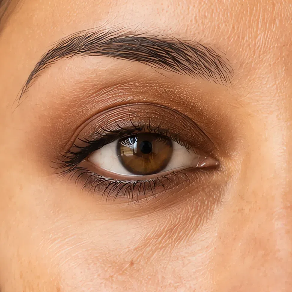 Soft Autumn evening eye makeup on a medium complexion