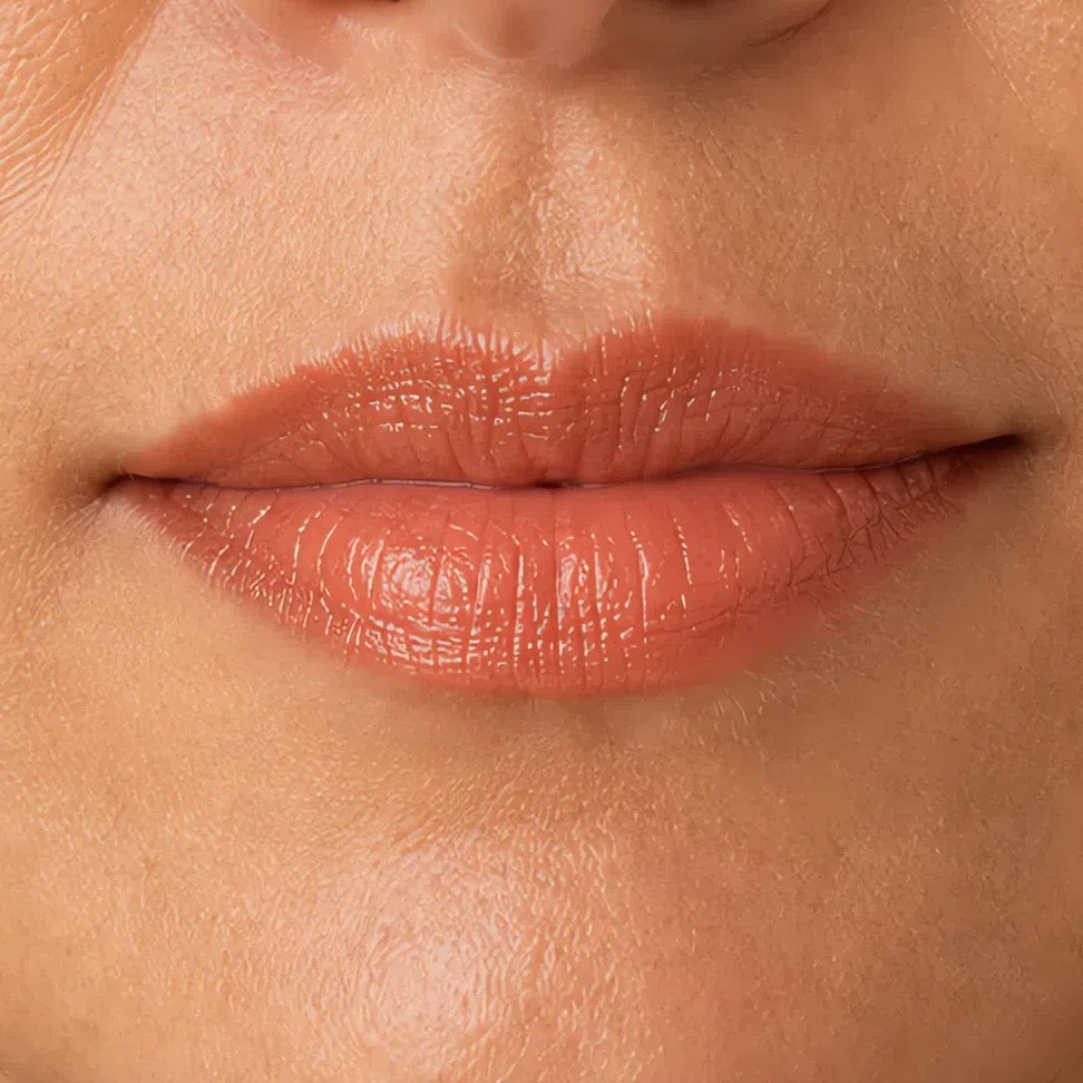 The same lipstick in a cream finish with one broad soft sheen
