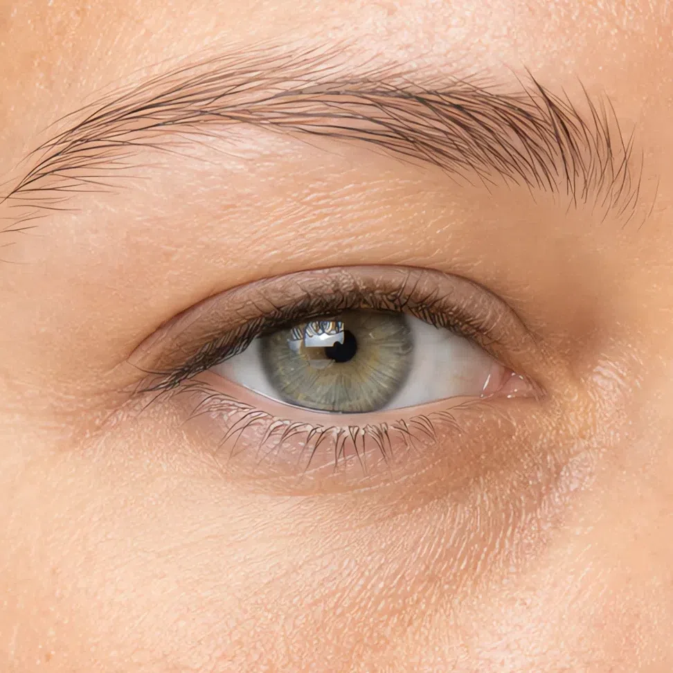 Umber eyeliner on fair ivory-beige skin, Soft Autumn
