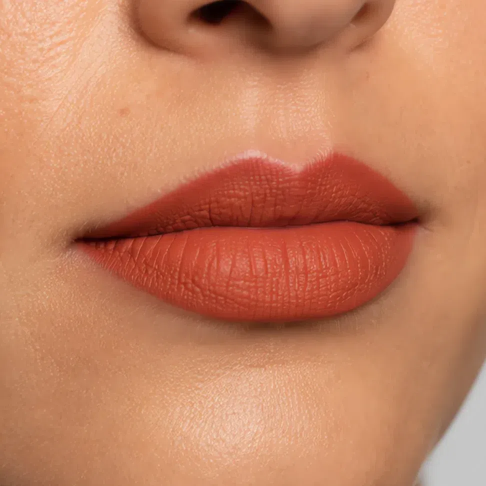 Terracotta lipstick on light olive skin, Soft Autumn