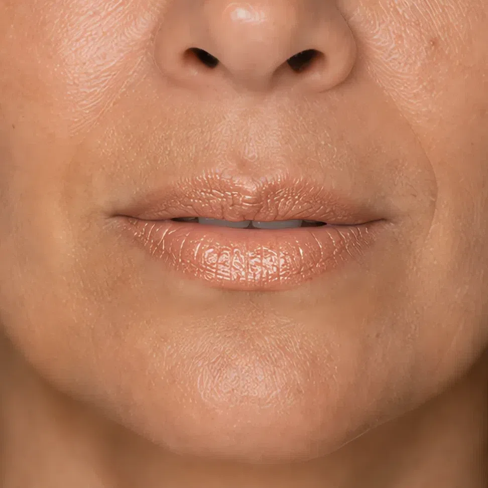 Biscuit nude lipstick on light olive skin, Soft Autumn