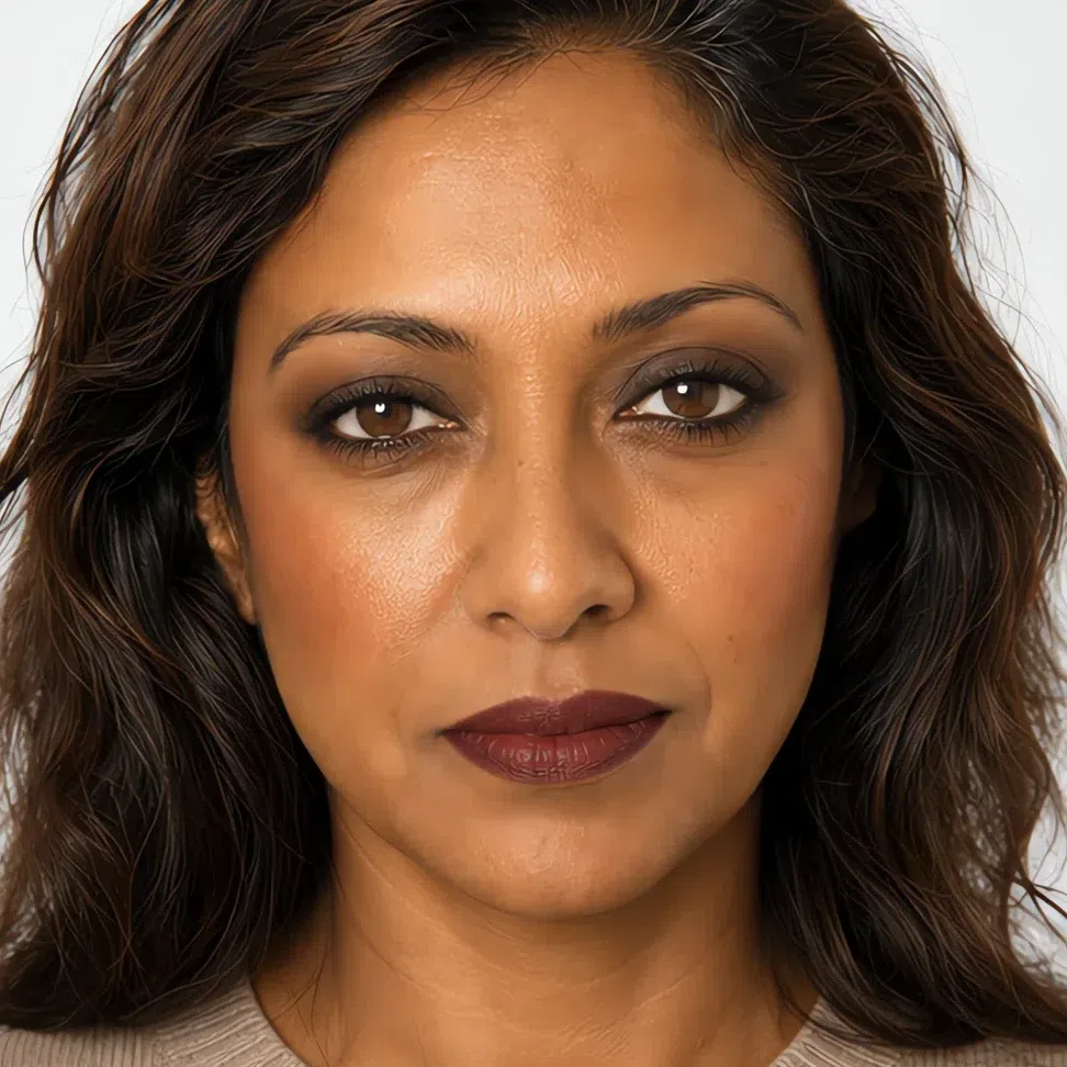 Wedding Soft Autumn makeup on a deep complexion