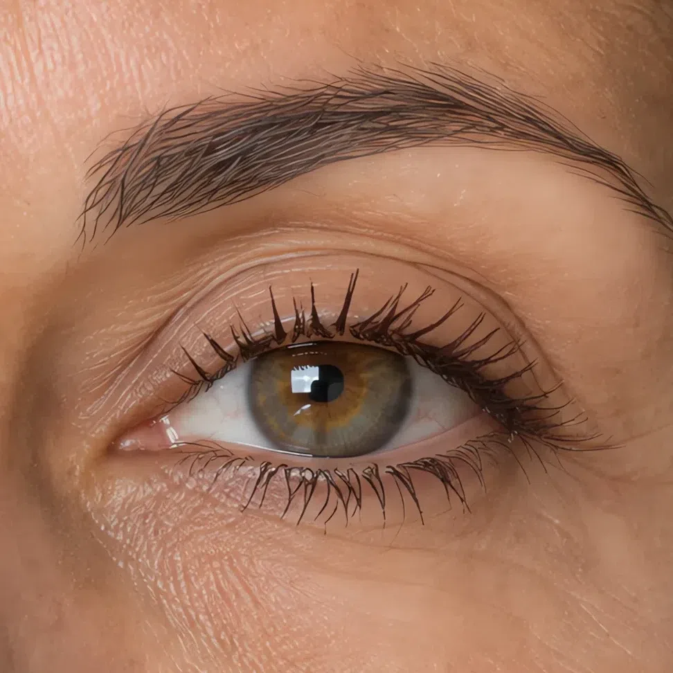 Pecan mascara on light olive skin, Soft Autumn