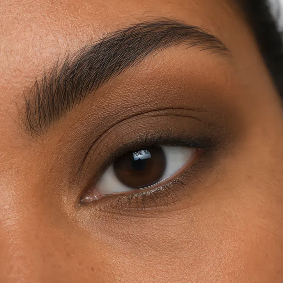Truffle evening eyeshadow on deep warm brown skin, Soft Autumn
