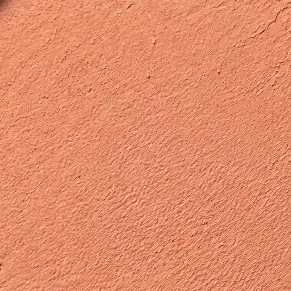 The same warm peach blush photographed in its pan, reading more saturated