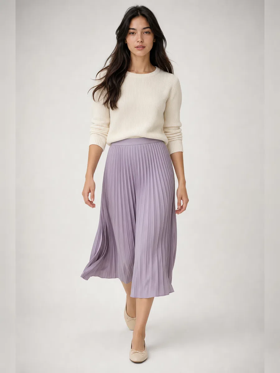 Soft Summer lavender midi skirt, Deep complexion