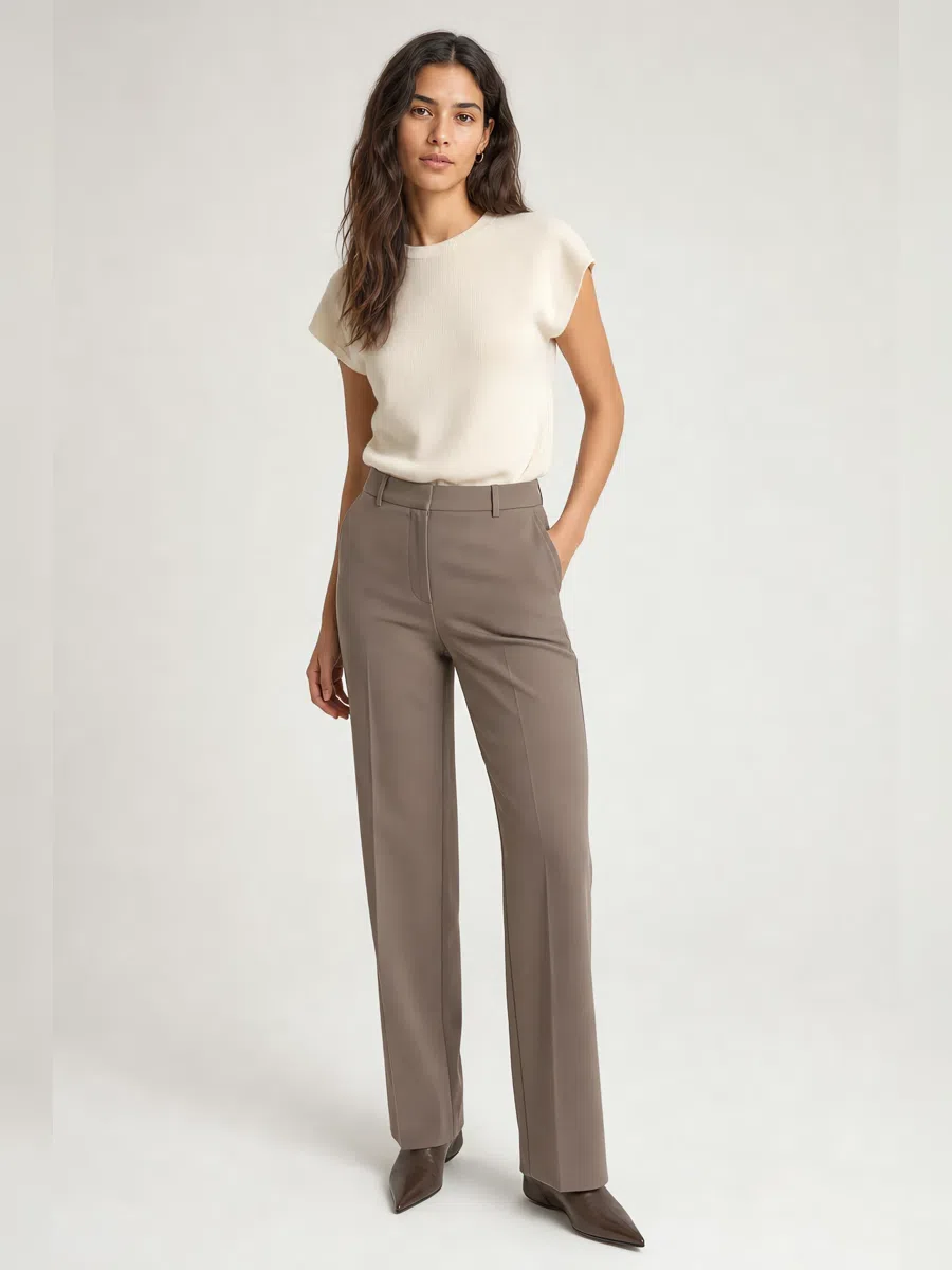 Soft Summer taupe trousers, Deep complexion