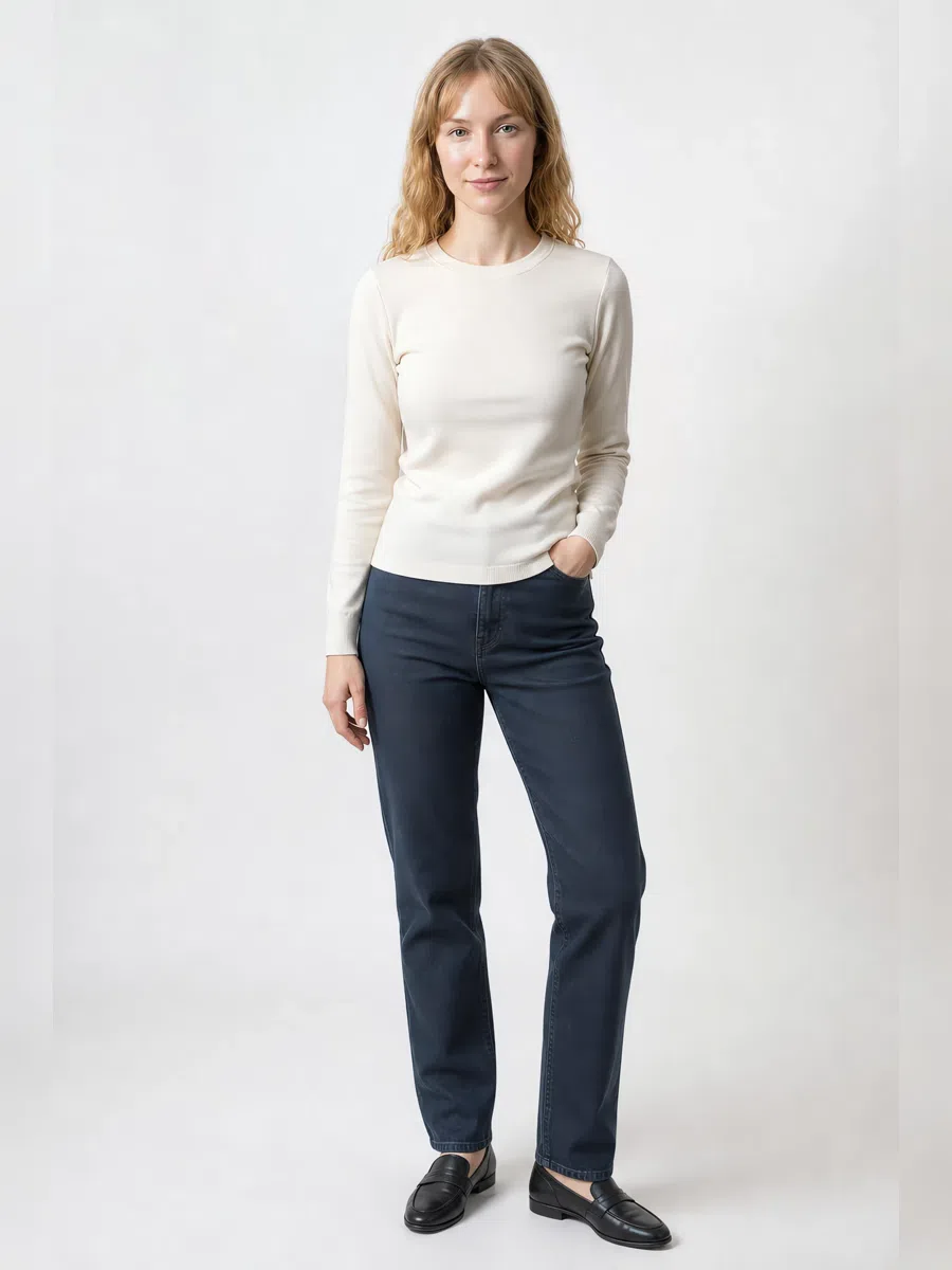 Soft Summer dark blue jeans, Fair complexion