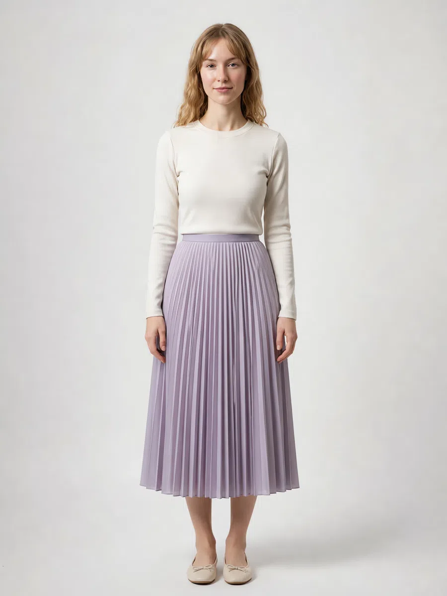 Soft Summer lavender midi skirt, Fair complexion