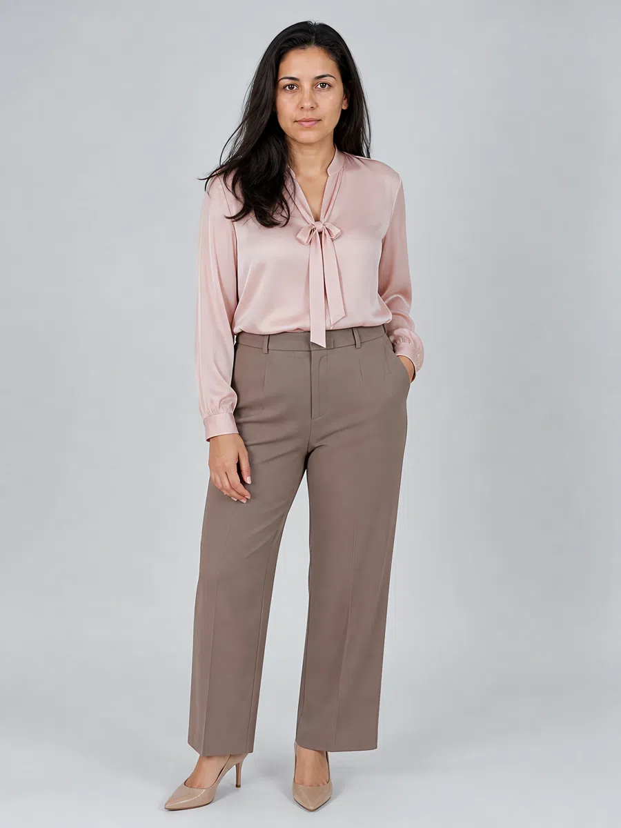 Soft Summer dusty pink blouse, Medium complexion