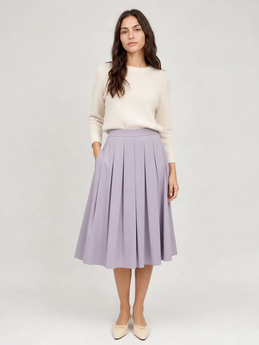 Soft Summer lavender midi skirt, Medium complexion