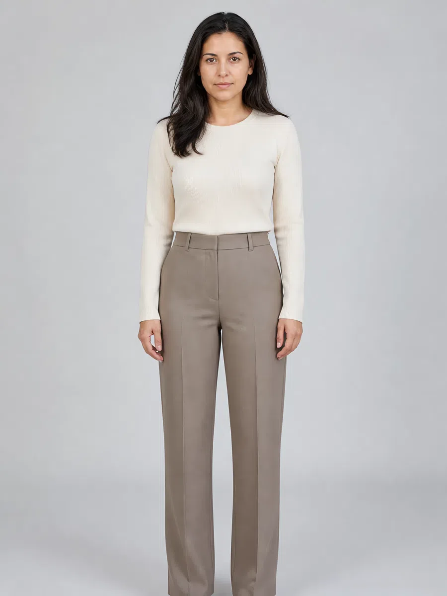 Soft Summer taupe trousers, Medium complexion