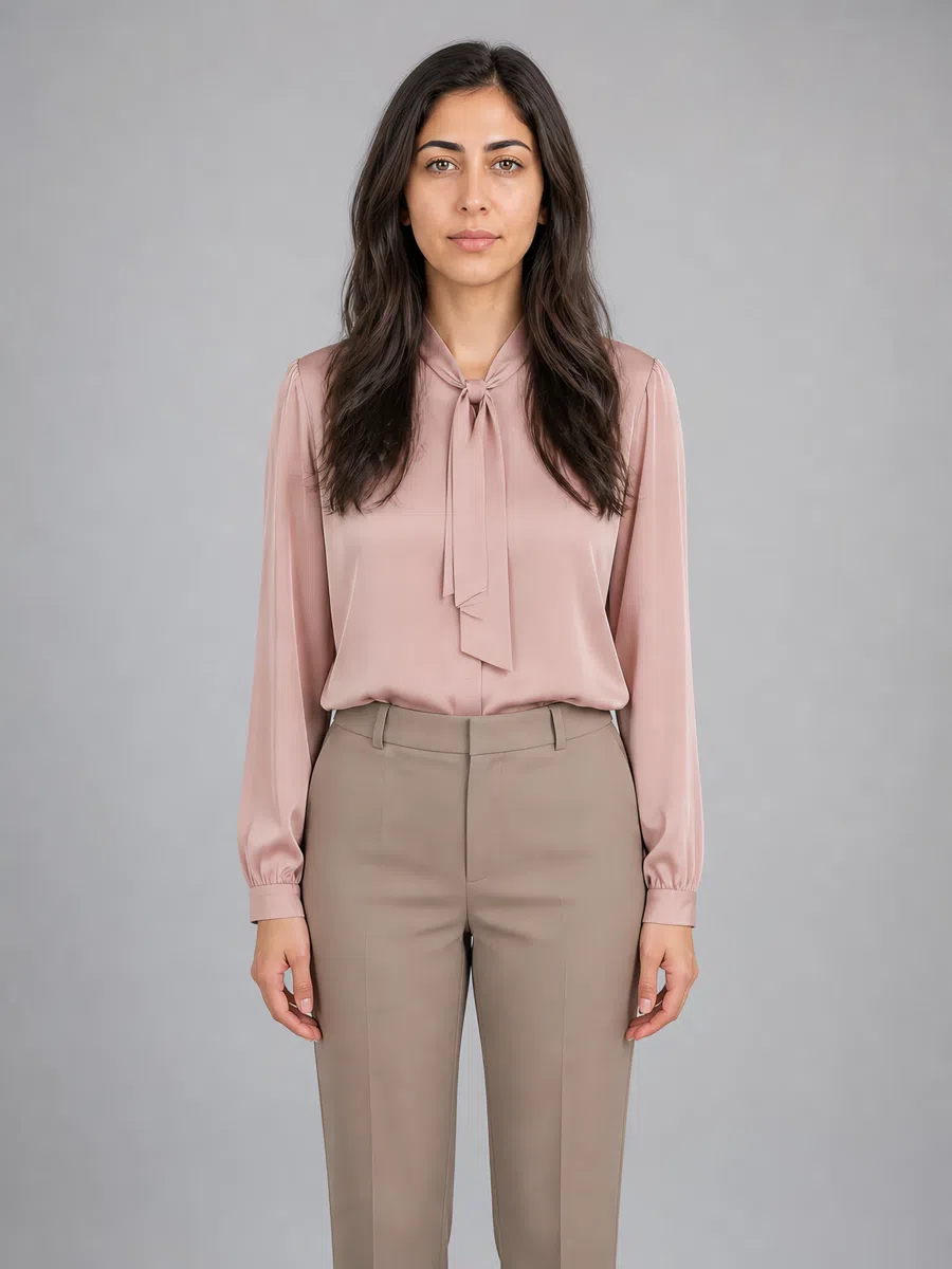 Soft Summer dusty pink blouse, Light complexion