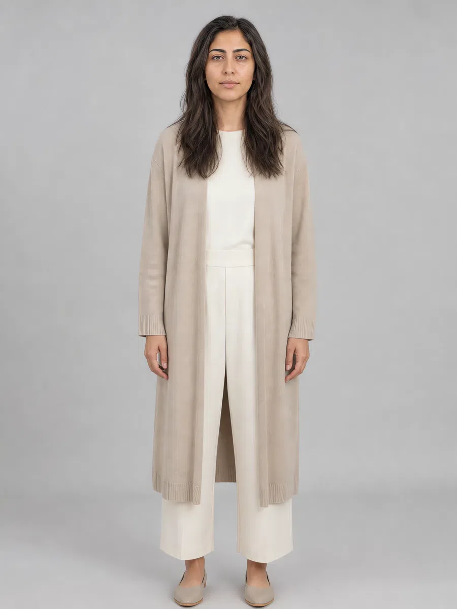 Soft Summer beige cardigan, Light complexion