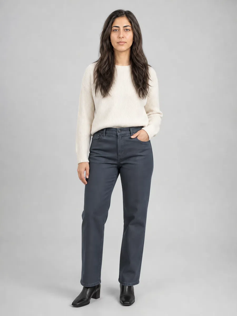 Soft Summer dark blue jeans, Light complexion