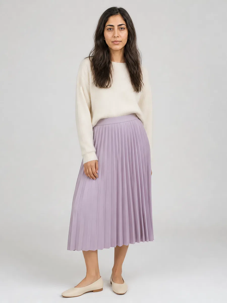 Soft Summer lavender midi skirt, Light complexion