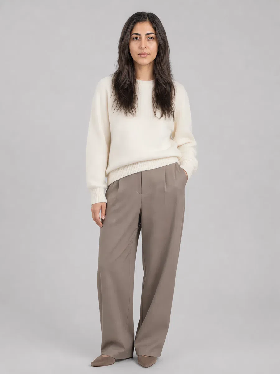Soft Summer cream sweater in ivory, Light complexion