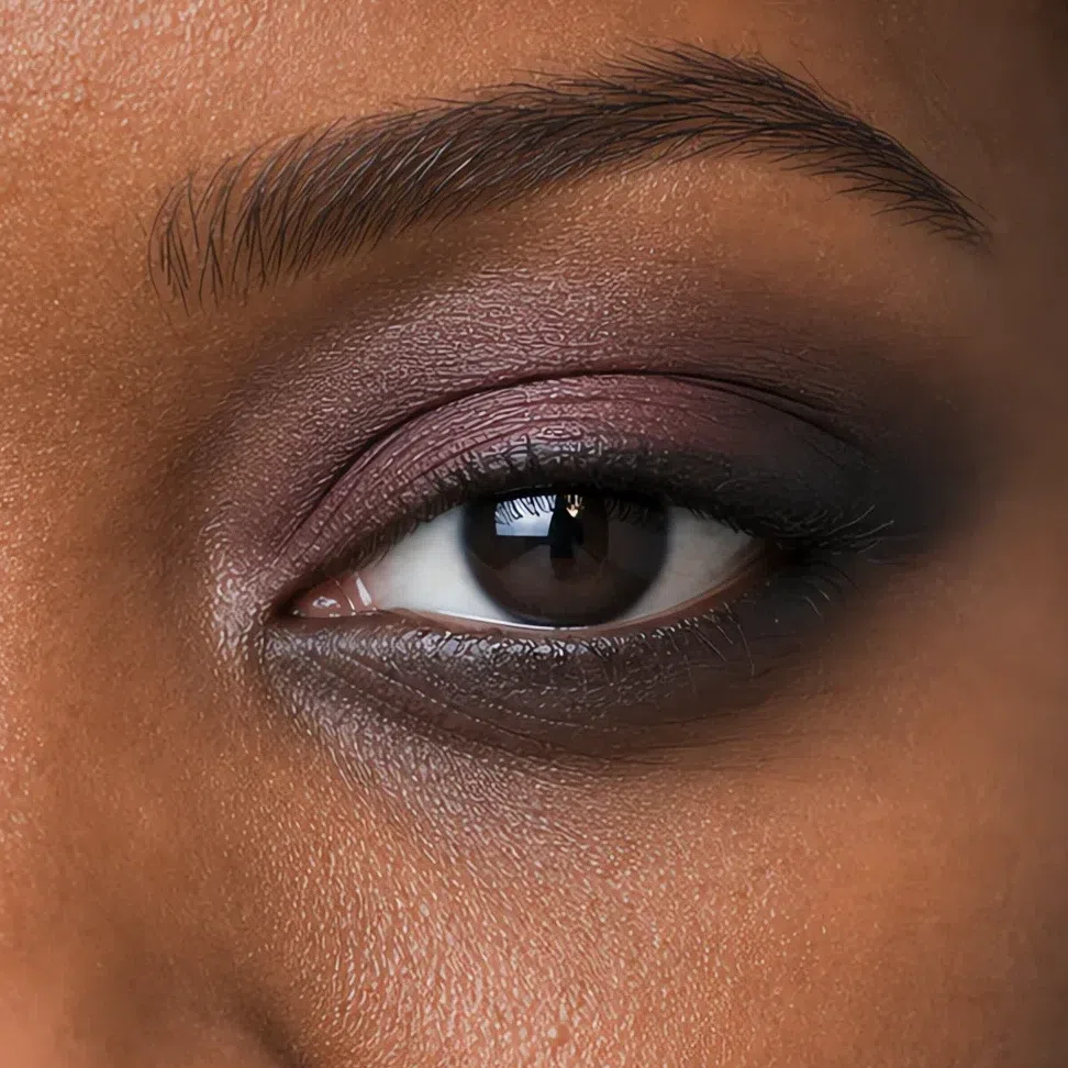 Soft Summer evening eye makeup on a deep complexion