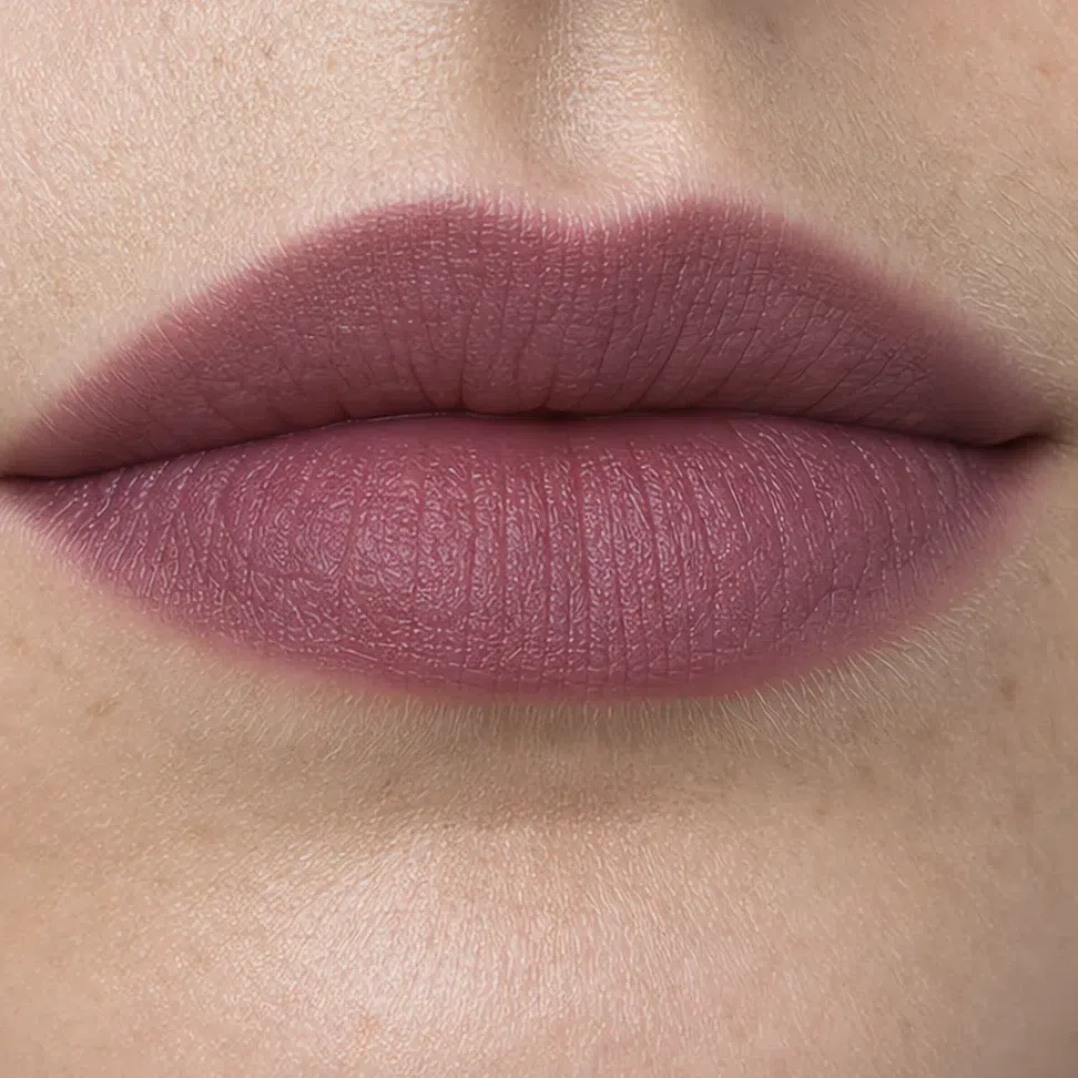 Soft Summer evening lip makeup on a light complexion