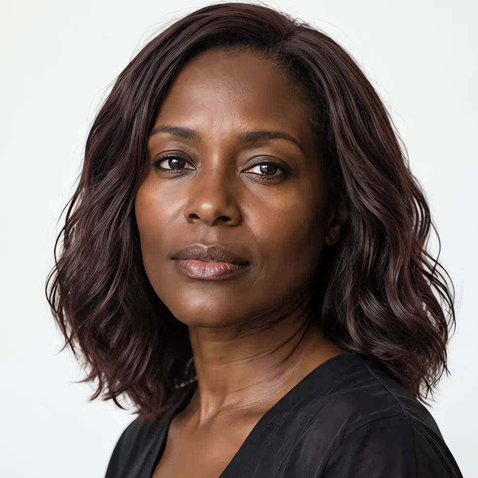 Deep rosewood hair color on deep brown skin