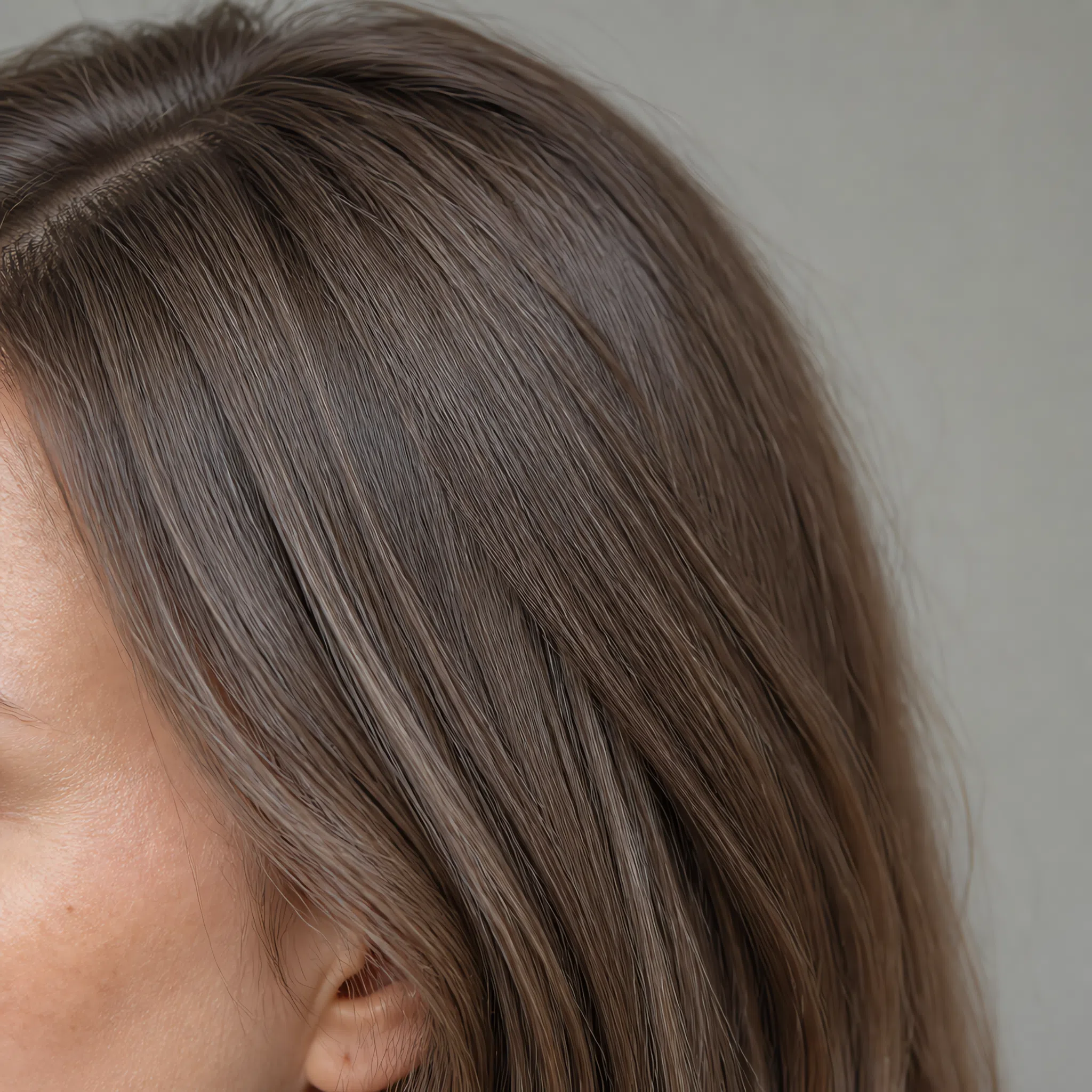 Mousy gray-brown hair color for Soft Summer