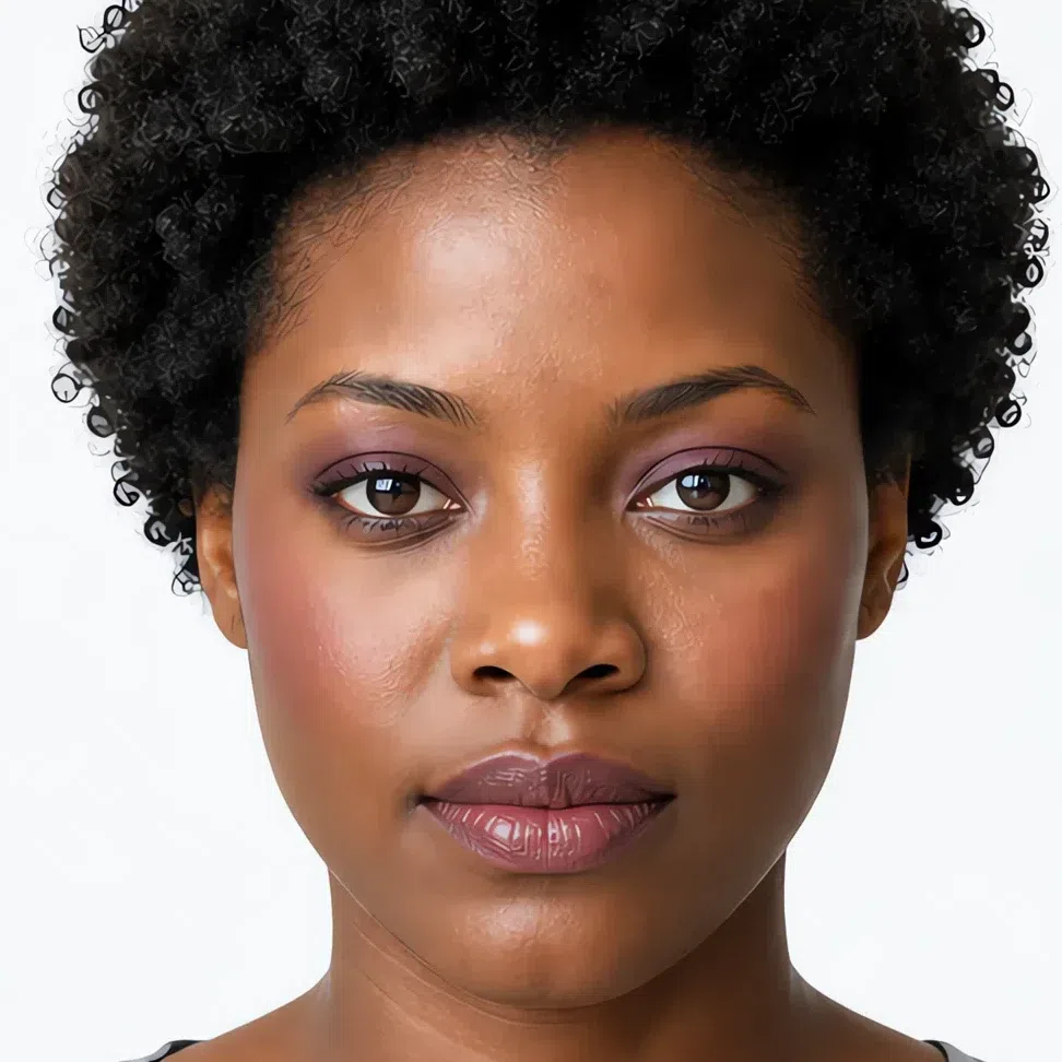 Dinner Soft Summer makeup on a deep complexion