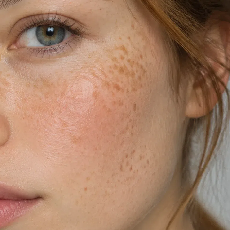 Fair - peach-gold with copper freckles
