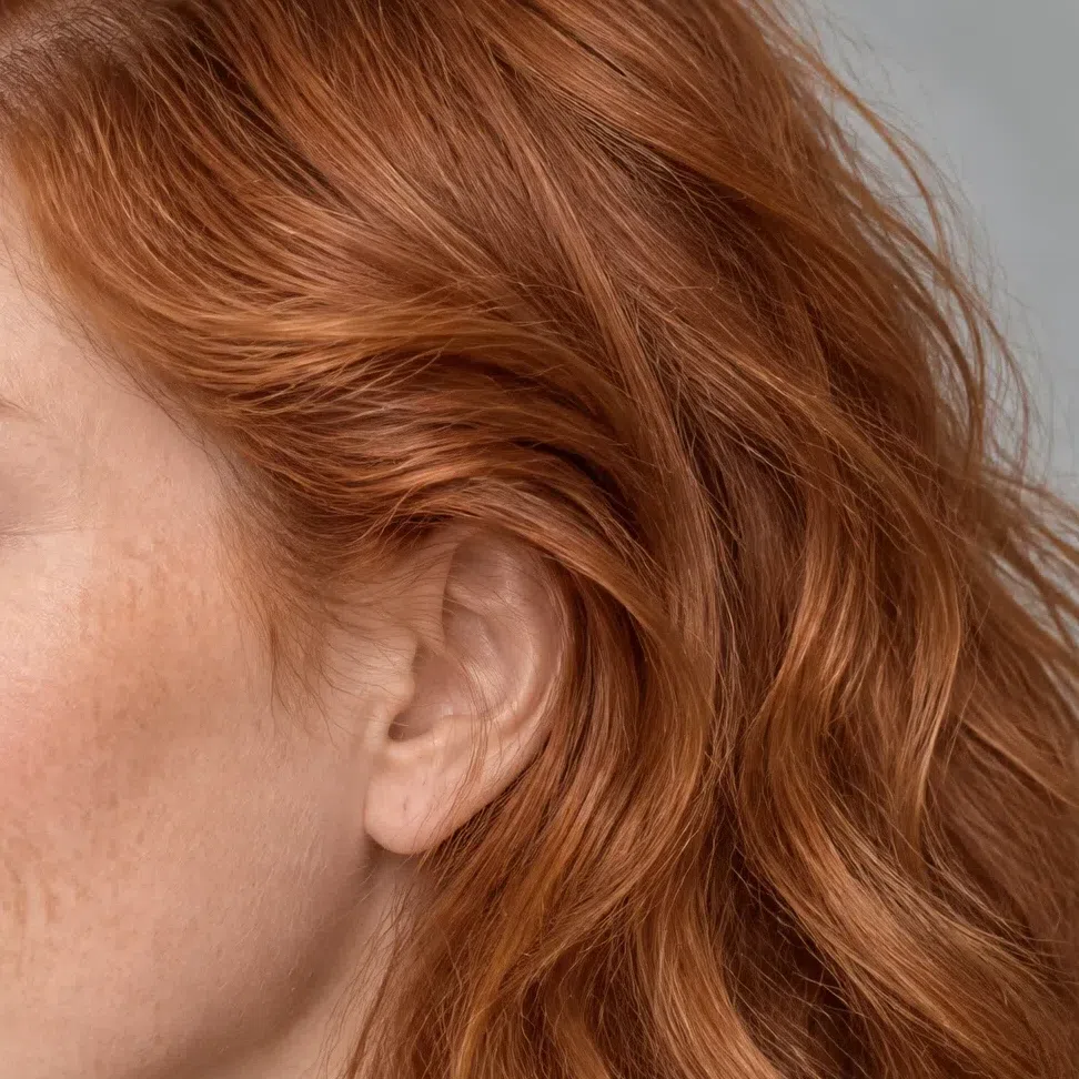 Natural copper red Warm Spring hair at level 6, orange-gold rather than burgundy