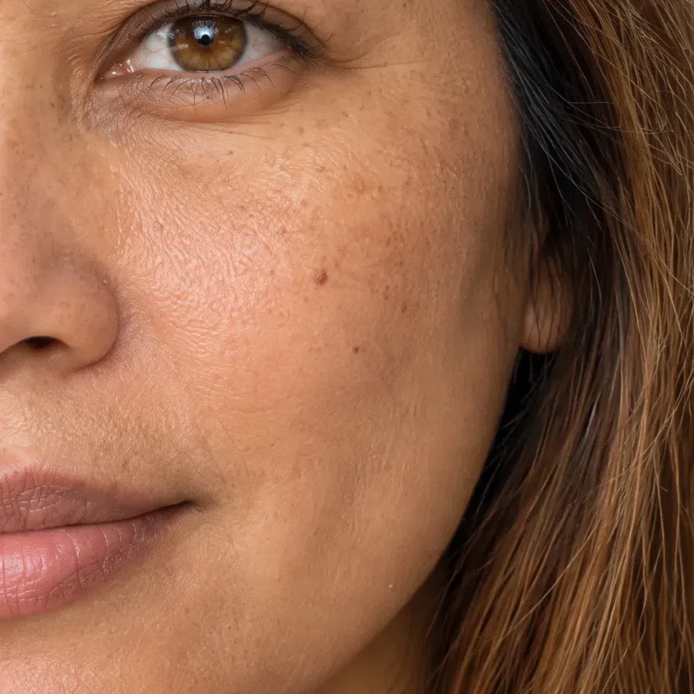 A light honey tan on Warm Spring skin, even and without any bronze depth to it