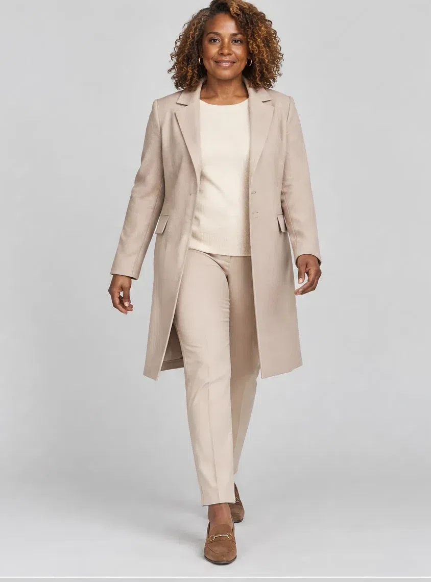 Almond wool coat, Warm Spring capsule wardrobe, Deep complexion