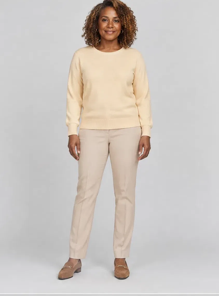 Vanilla cashmere sweater, Warm Spring capsule wardrobe, Deep complexion