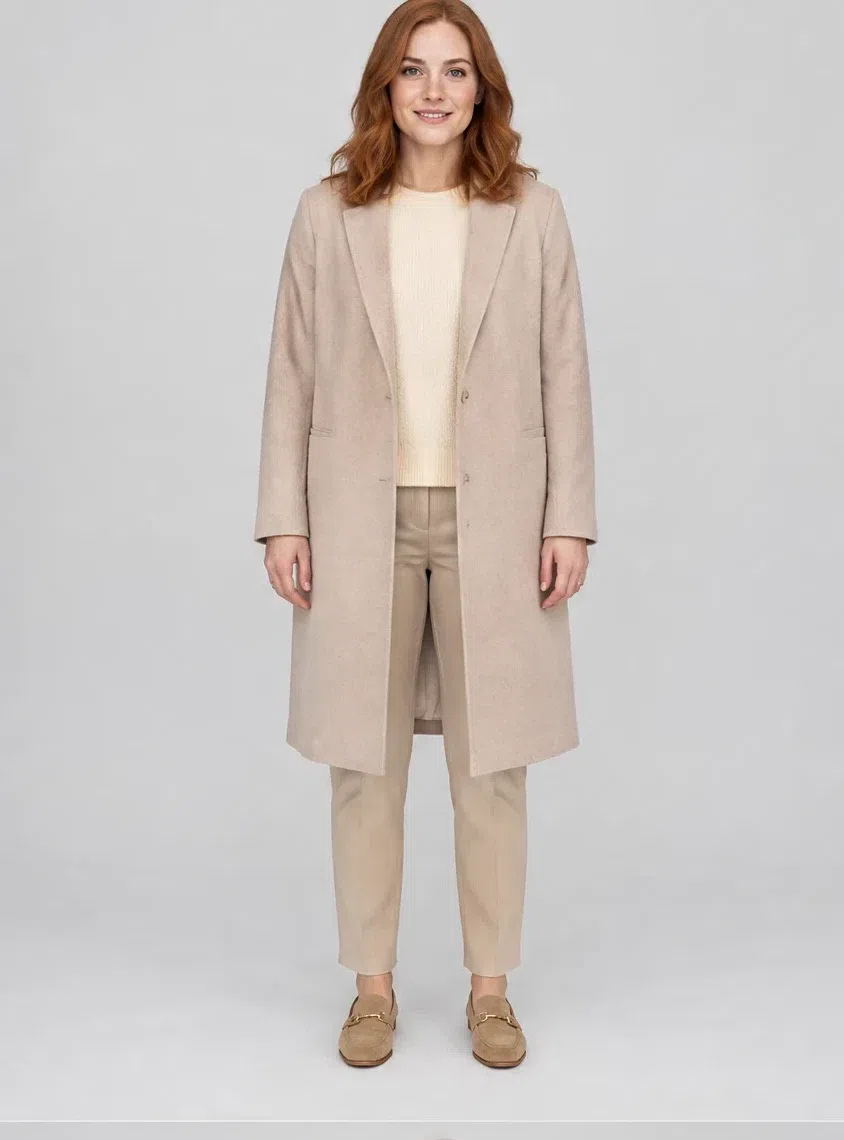 Almond wool coat, Warm Spring capsule wardrobe, Fair complexion